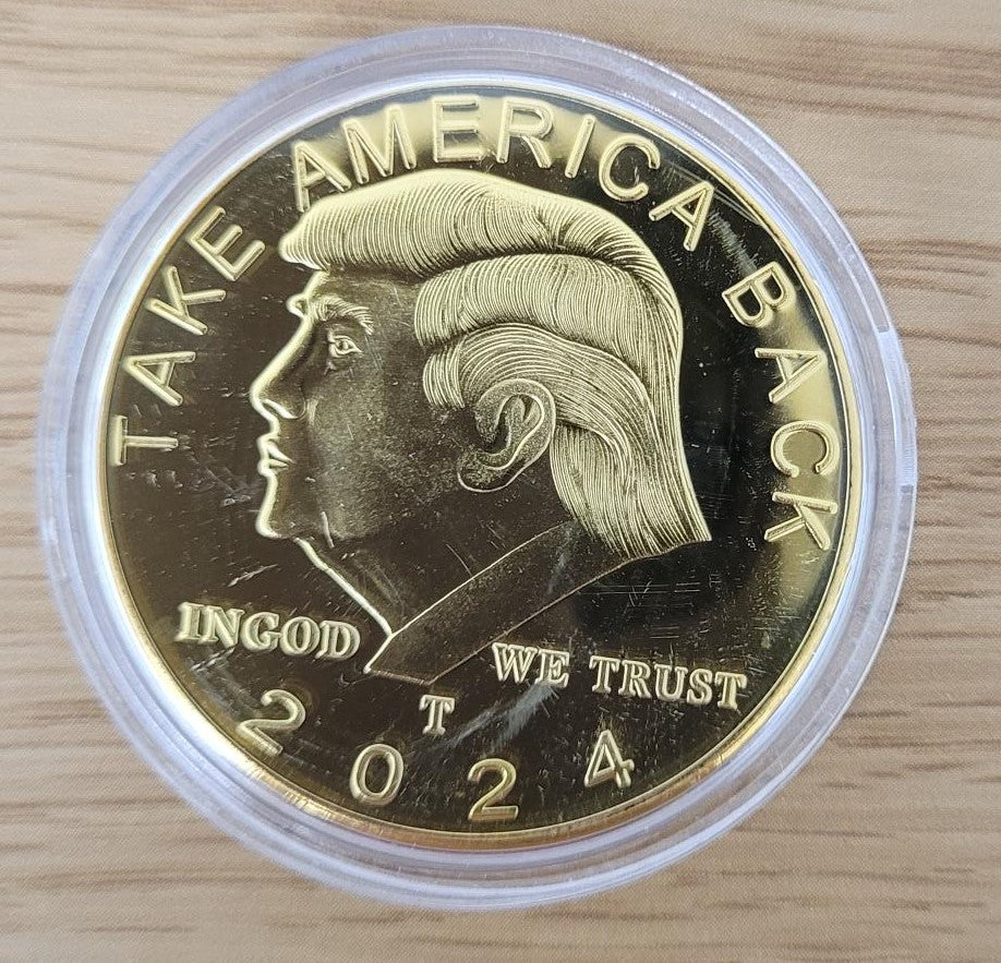 TRUMP COIN: COMMEMORATIVE 45TH PRESIDENT TRIBUTE - 2024 "TAKE AMERICA BACK" DESIGN